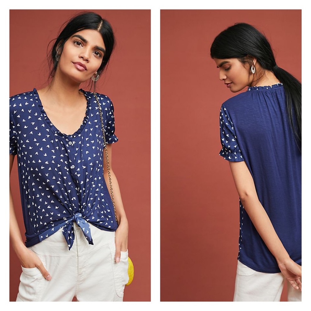 {Anthropologie} Sydney Ruffled Tee size XS